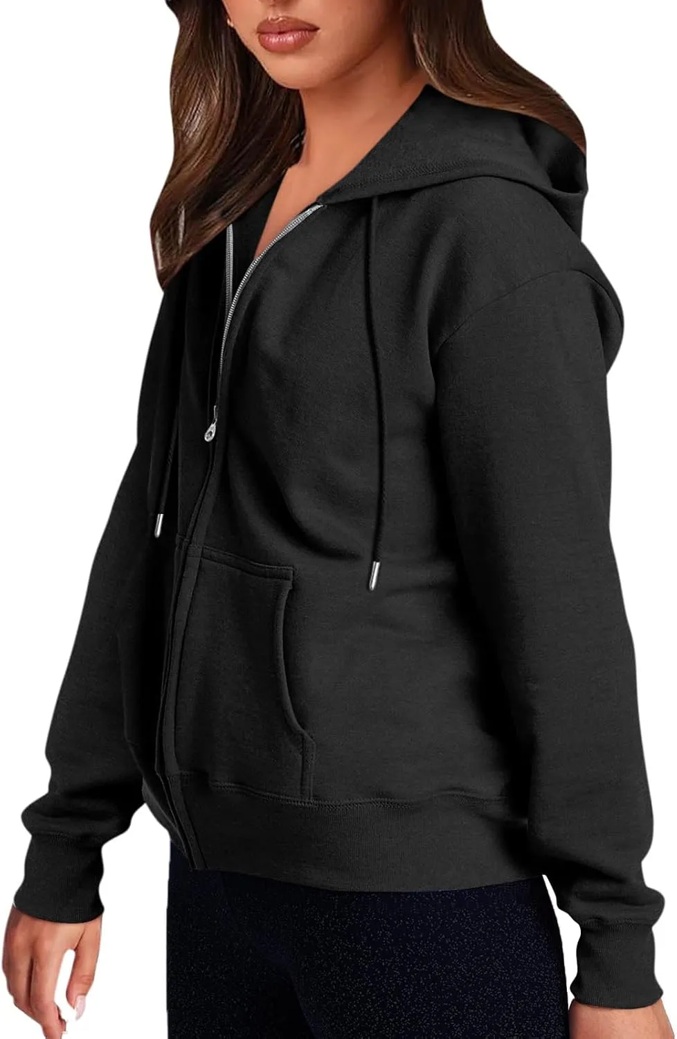 Zip Up Hoodie Women Y2k Long Sleeve Drawstring Hooded Overiszed Sweatshirt Casual Comfy Soft Fall Jackets 2024