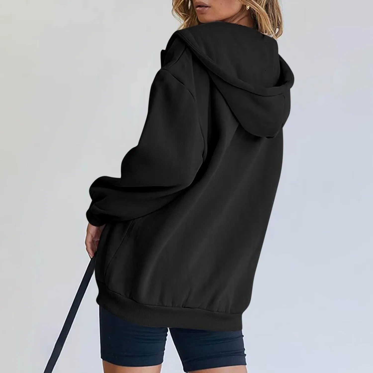 Zip Up Hoodie Women Y2k Long Sleeve Drawstring Hooded Overiszed Sweatshirt Casual Comfy Soft Fall Jackets 2024